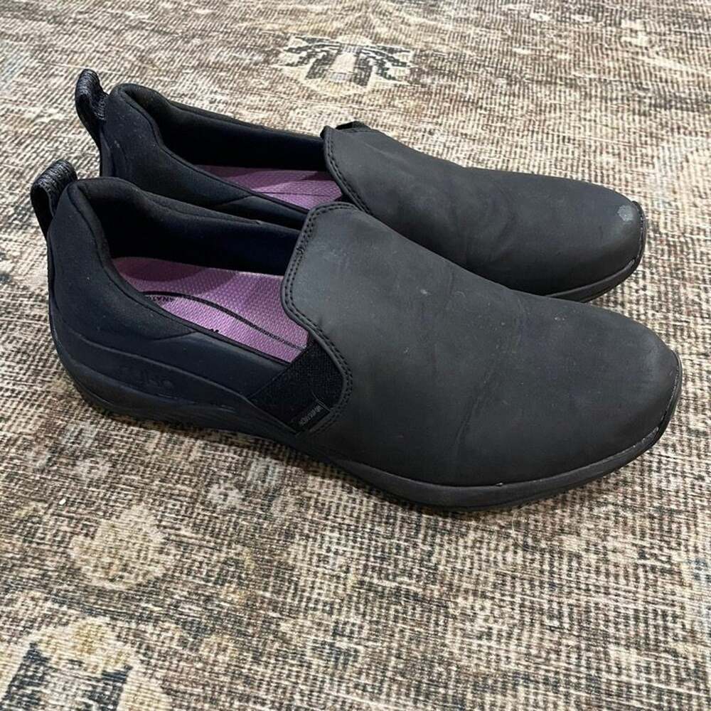 Ryka Echo Slip On Womens 9.5 M Black Nubuck Comfort Walking Shoes Arch Support
